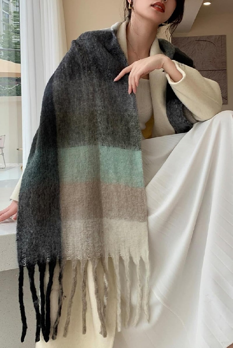 Wander Agio Winter Women Warm Scarf Long Shawl Large Scarves Cold Weather Thick Blanket Scarfs Colorful Plaid - Image 2