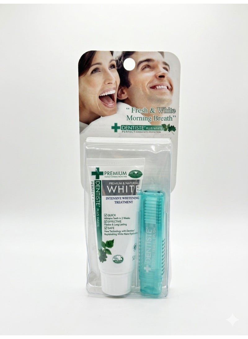 Dentiste Plus Oral Care Set – 50g Toothpaste Tube + Travel Pack | Nighttime Breath Freshening & Whitening Formula | Herbal Protection for Teeth & Gums - Image 1