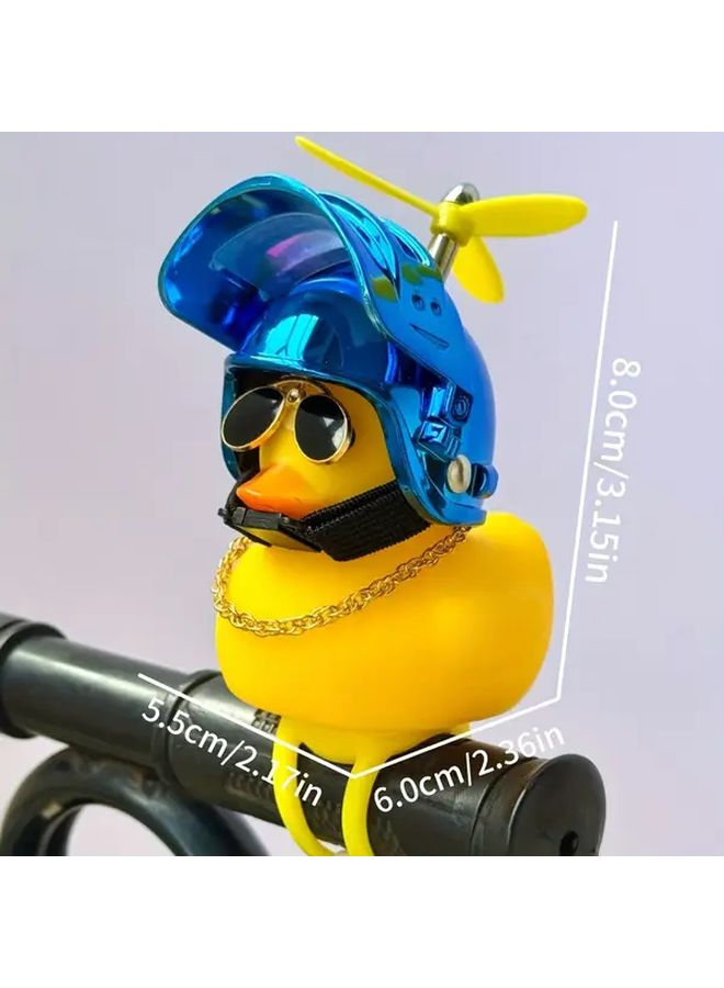 Blue Helmet Handlebar Ornament Cute Rubber Duck With Smiling Face Goggles For Motorcycle Easy Install Durable Gift For Friends And Family - Image 2