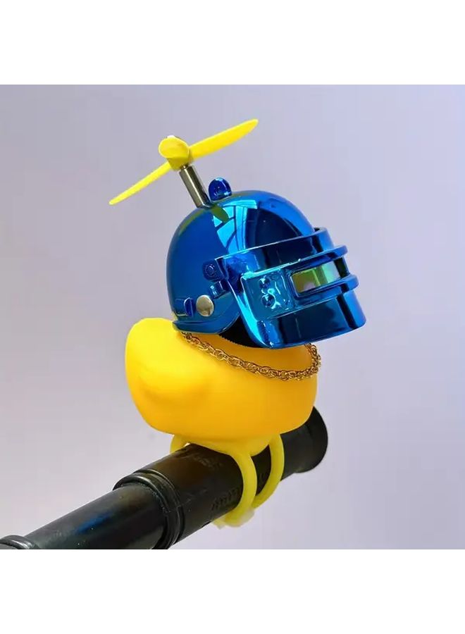 Blue Helmet Handlebar Ornament Cute Rubber Duck With Smiling Face Goggles For Motorcycle Easy Install Durable Gift For Friends And Family - Image 3