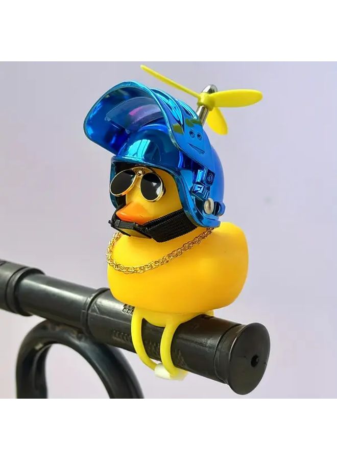 Blue Helmet Handlebar Ornament Cute Rubber Duck With Smiling Face Goggles For Motorcycle Easy Install Durable Gift For Friends And Family - Image 5