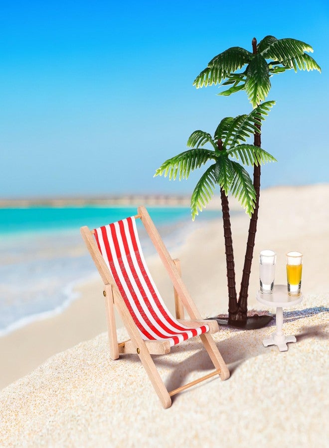 Alipis Mini Umbrella Palm Chair Beach Miniature Accessories Mini Umbrella Palm Chair Miniature Toys Dollhouse Outdoor Accessories Micro Landscape Beach Cake Decorations - Image 3