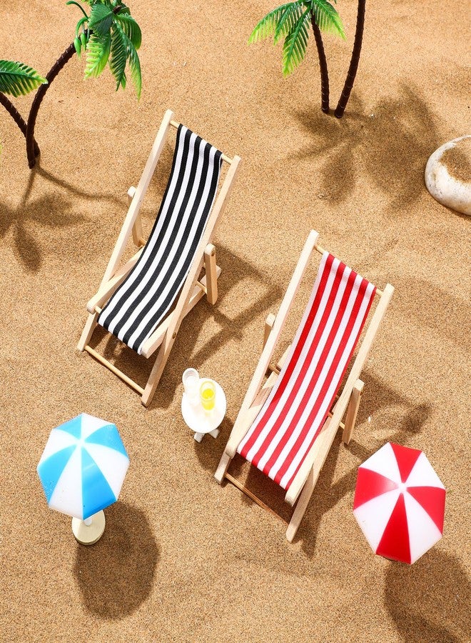 Alipis Mini Umbrella Palm Chair Beach Miniature Accessories Mini Umbrella Palm Chair Miniature Toys Dollhouse Outdoor Accessories Micro Landscape Beach Cake Decorations - Image 2