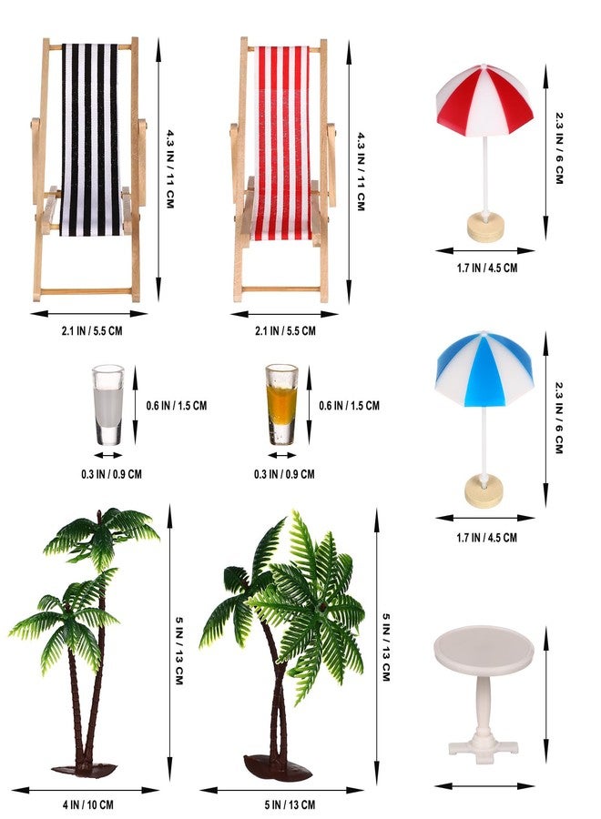 Alipis Mini Umbrella Palm Chair Beach Miniature Accessories Mini Umbrella Palm Chair Miniature Toys Dollhouse Outdoor Accessories Micro Landscape Beach Cake Decorations - Image 4