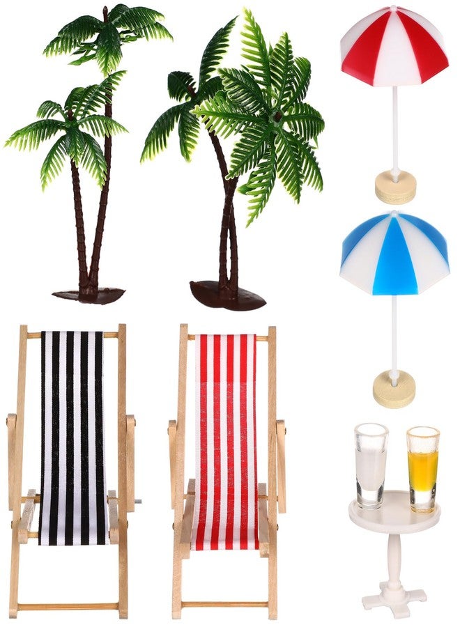 Alipis Mini Umbrella Palm Chair Beach Miniature Accessories Mini Umbrella Palm Chair Miniature Toys Dollhouse Outdoor Accessories Micro Landscape Beach Cake Decorations - Image 1