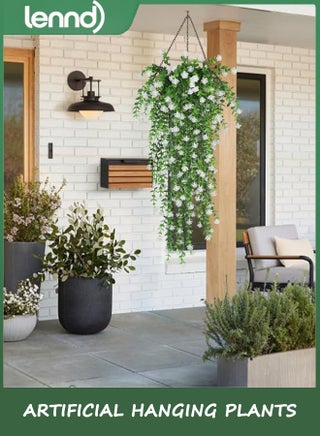 3PCS Artificial Hanging Plants Hanging Plant,Has 9 Flexible Stems, Faux Eucalyptus Leaf Greenery Vine Outdoor UV Resistant Plastic Plants Home Garden Wedding Party Indoor Outdoor Decorations(White) - view 5