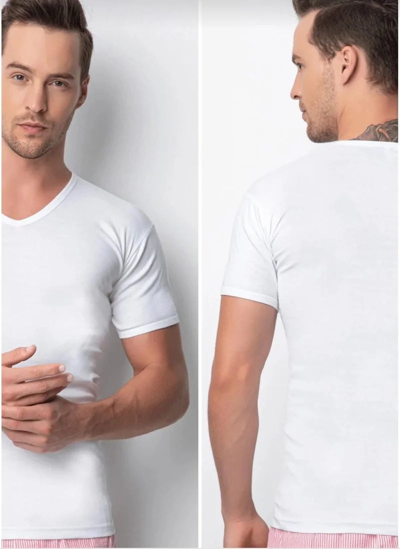 دونكس Lycra Cotton Rib Half Sleeve V Neck Men's Undershirt