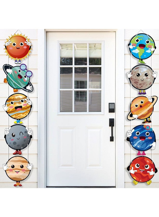 OSNIE 10Pcs Planets Theme Party Decor Supplies Outer Space Cardboard Cutout Door Porch Banner Wall Decor Blue Solar System Party Favors Photo Booth Prop For Kids Boys Space Birthday Party Decorations - Image 1