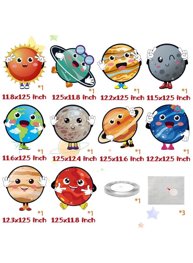 OSNIE 10Pcs Planets Theme Party Decor Supplies Outer Space Cardboard Cutout Door Porch Banner Wall Decor Blue Solar System Party Favors Photo Booth Prop For Kids Boys Space Birthday Party Decorations - Image 3