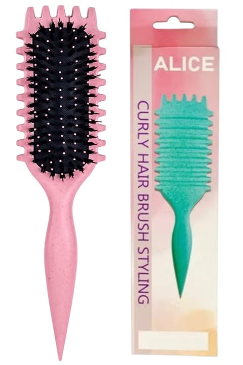 Alice Curly Hair Brush Pink – Detangling Brush for Curly, Wet Dry Hair –  Painless Styling for Thick Wavy Hair with Comfortable Lightweight Design