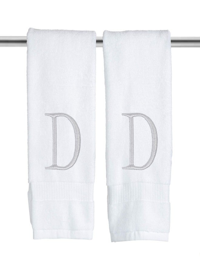 Decorvo Monogrammed Hand Towels for Bathroom - Luxury Hotel Quality Personalized Initial Decorative Embroidered Bath Towel for Powder Room, Spa - GOTS Organic Certified - Pack of 2, Letter D - Image 1