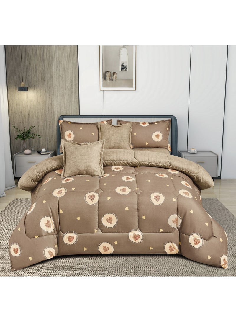 MingLi Microfiber Tree Print Double Duvet Set 6 Piece System Premium Middle Fill 250 x 230