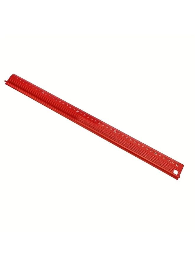 Red L Shaped Metal Ruler 17 72 Inch Precision Woodworking Straight Edge Measuring Tool - Image 1