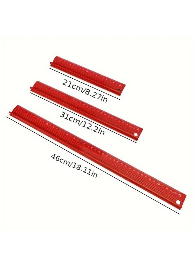 Red L Shaped Metal Ruler 17 72 Inch Precision Woodworking Straight Edge Measuring Tool - Image 3