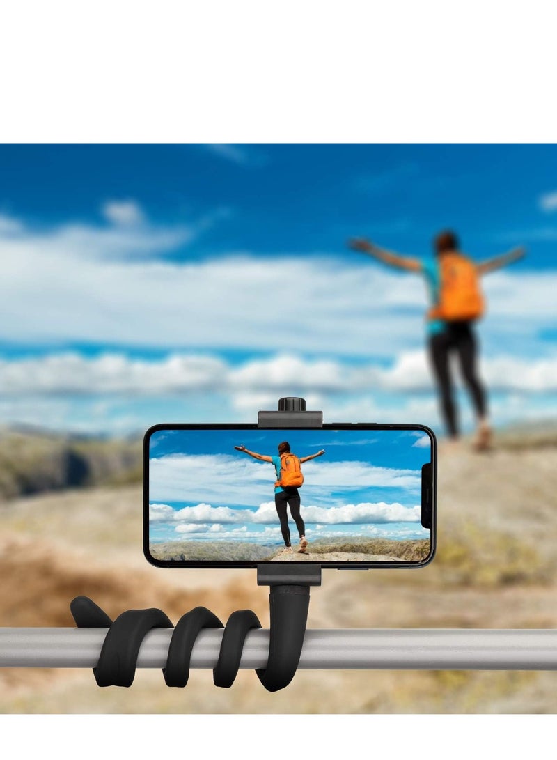 Y&D Portable Flexible Cell Phone Holder Stand for Treadmill, Spin Bike, Bed, Car, Kitchen, Desk, Grocery Shopping Cart,Compatible with iPhone, Android, GoPro, DSLR, Action Camera(Black)  - Image 5