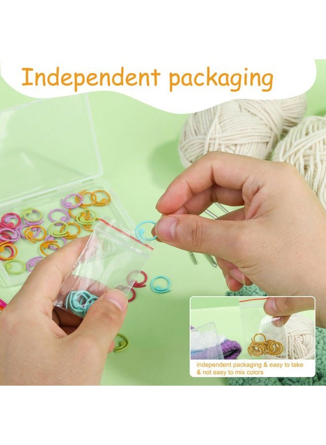 Lokunn 50 Pcs Metal Stitch Markers, 5 Color Helical-Shaped Crochet Markers Ring, 9 Pcs Large Eye Blunt Sewing Needles with Storage Box for DIY and Craft Sewing - Image 3