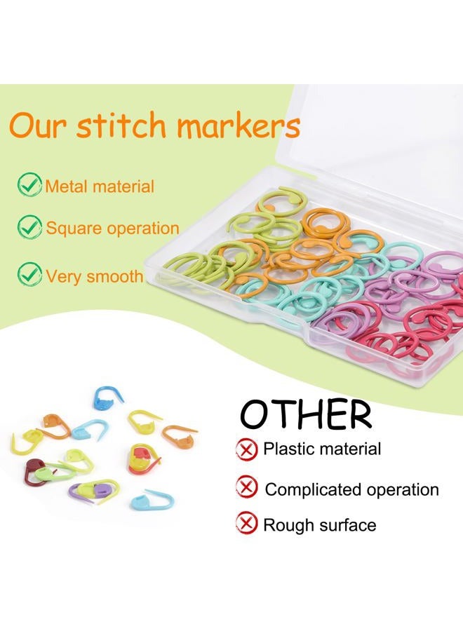 Lokunn 50 Pcs Metal Stitch Markers, 5 Color Helical-Shaped Crochet Markers Ring, 9 Pcs Large Eye Blunt Sewing Needles with Storage Box for DIY and Craft Sewing - Image 5