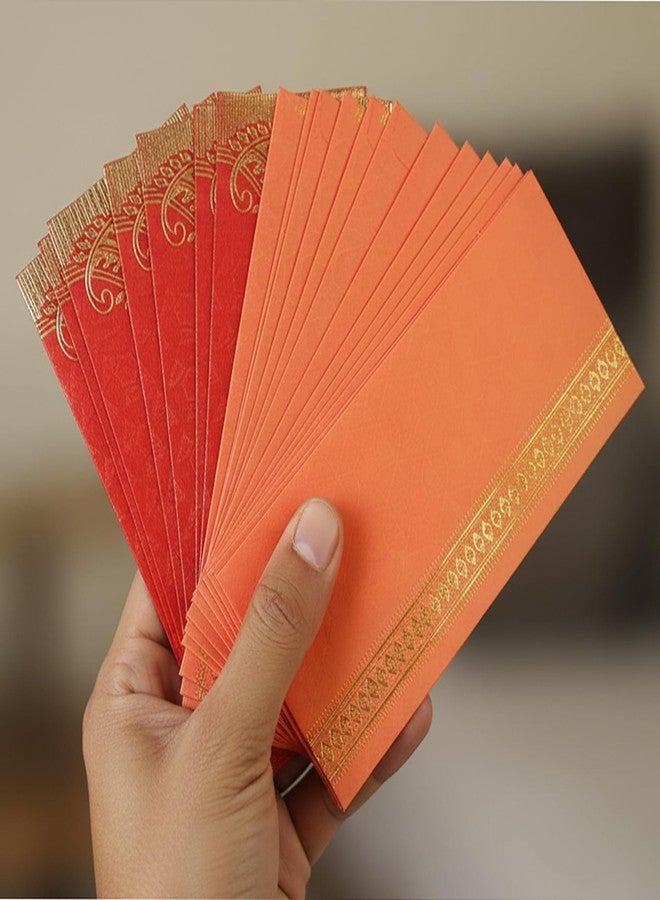 eSplanade Money Gift Envelopes Shagun Lifafa - Multi Color Pack of 50 Premium Designer Envelopes (Red, Pink) - Image 3