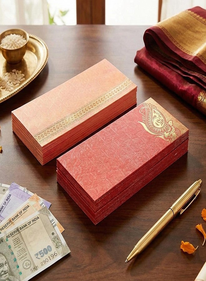 eSplanade Money Gift Envelopes Shagun Lifafa - Multi Color Pack of 50 Premium Designer Envelopes (Red, Pink) - Image 2