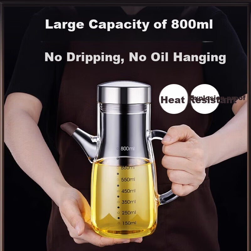 JD Jing Zao SSGP Oil Bottle, Large Kitchen Size, Non-Drip Oil Container, High Borosilicate Glass, 800ml, One's Member - Image 1