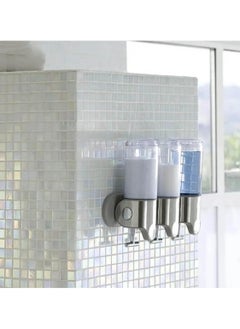 BLUE CORAL موزع سائل الشامبو والصابون، حاوية توزيع سائل شفافة للحمام مثبتة على الحائط، موزع شامبو للحمام 3 × 500 مل  - Image 4