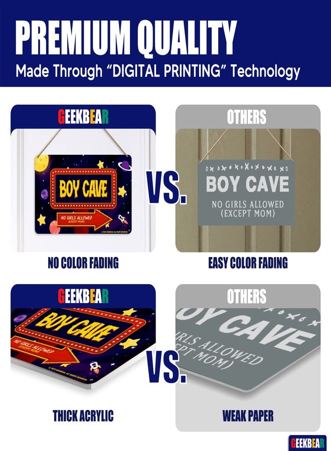 GEEKBEAR Boy Cave Sign - Made with Premium Acrylic - A Cute & Educational Addition to Any Little Boy's Room (Chalkboard) - Discontinued Soon - Image 5