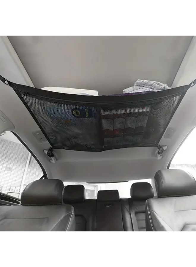 Large Capacity Black Car Ceiling Storage Net Organizer With Easy Hang Installation - Image 3
