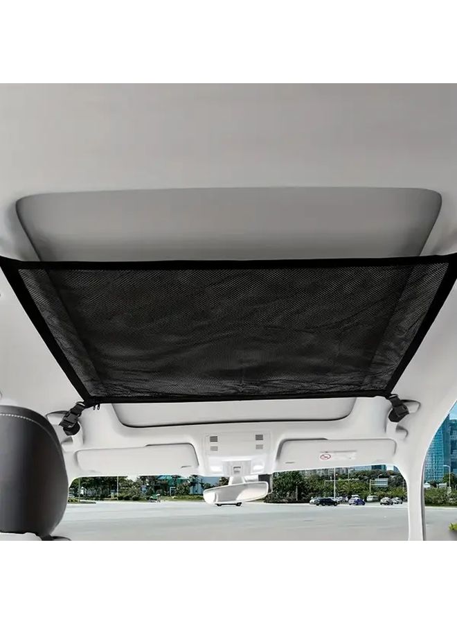 Large Capacity Black Car Ceiling Storage Net Organizer With Easy Hang Installation - Image 5