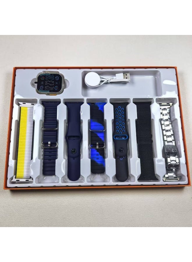 Ultra ساعة ذكية فائقة 7 في 1 مع متتبع صحة ولياقة بدنية وساعة رياضية مع 6 أحزمة استبدال إضافية - Image 3