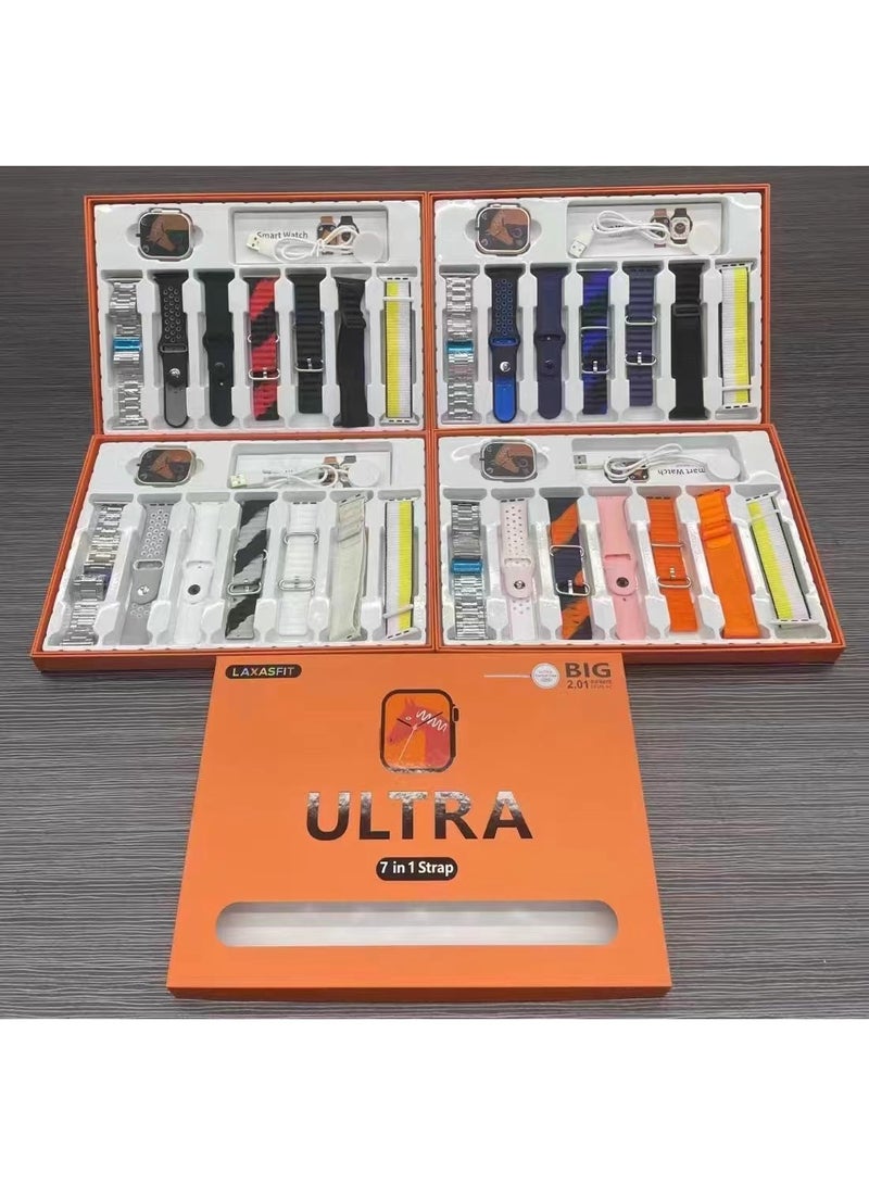 Ultra ساعة ذكية فائقة 7 في 1 مع متتبع صحة ولياقة بدنية وساعة رياضية مع 6 أحزمة استبدال إضافية - Image 2