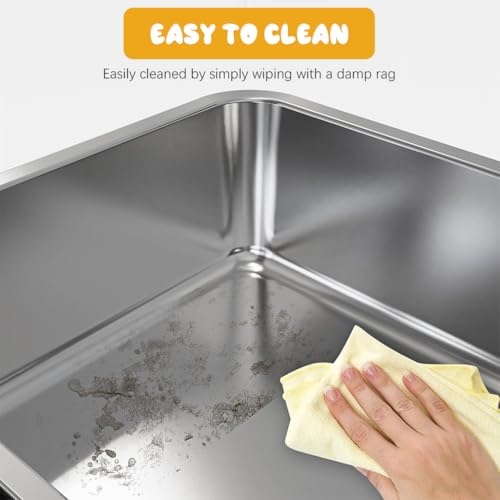 Qpets® Stainless Steel Cat Litter Box - Open Large Size with Scoop & High Fence, Anti-Splash Design - 50x23x35CM - Image 3