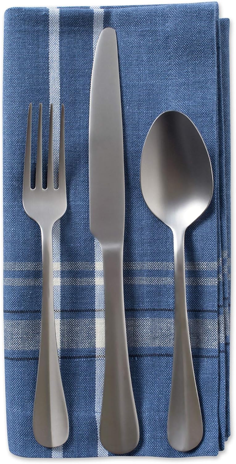 DII French Stripe Tabletop Collection Farmhouse Style Dining Table Linen Napkin Set, 20x20, Blue Chambray, 6 Piece - Image 3