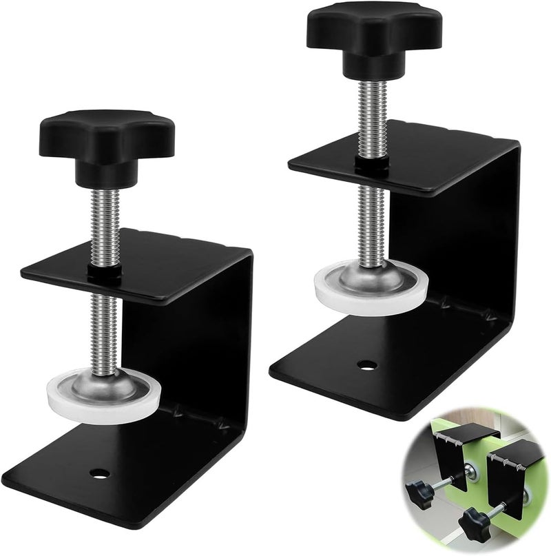 BEANPRECOY 2 Pcs Drawer Front Installation Clamp, Heavy Duty C-Clamp Base Stand Stainless Steel Tiger Clamp, Metal Desk Mounting Clamp for Woodworking Fixed Repair Home Improvement - Image 1