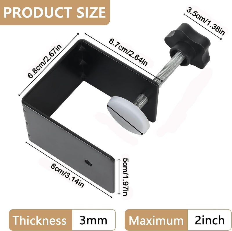 BEANPRECOY 2 Pcs Drawer Front Installation Clamp, Heavy Duty C-Clamp Base Stand Stainless Steel Tiger Clamp, Metal Desk Mounting Clamp for Woodworking Fixed Repair Home Improvement - Image 2