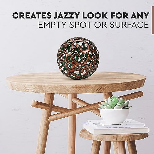 Everydecor Metal Decorative Sphere for Home Decor - Decorative Balls for Shelves, Centerpiece Bowls, Bookshelf - Decoration Orbs Accents for Living Room, Bedroom - Fancy Bronze Shelf Spheres - Image 5