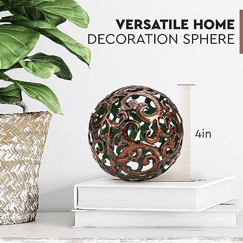 Everydecor Metal Decorative Sphere for Home Decor - Decorative Balls for Shelves, Centerpiece Bowls, Bookshelf - Decoration Orbs Accents for Living Room, Bedroom - Fancy Bronze Shelf Spheres - Image 3