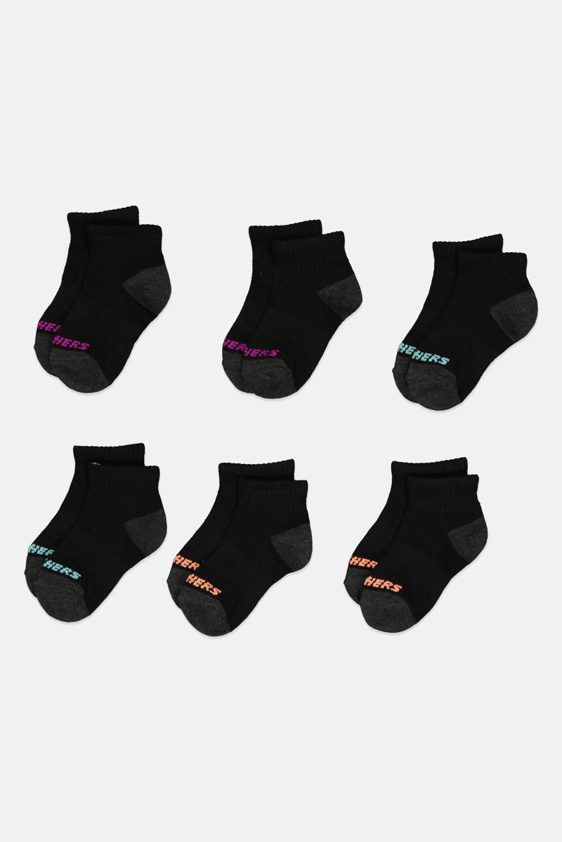SKECHERS Toddlers Girl 6 Pairs Brand Logo Quarter Crew Sock Multicolor - Image 3