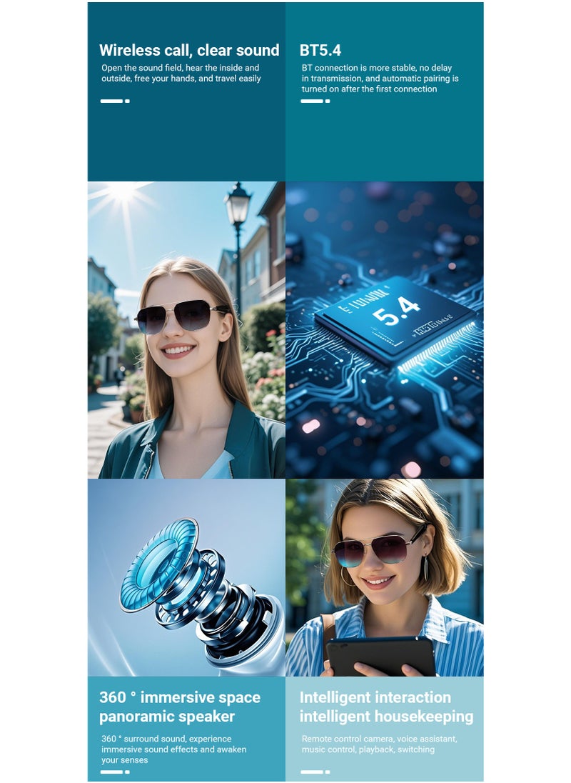 Generic Smart Glasses with AI, Polarized Sunglasses with Bluetooth Speaker, Athletic, Outdoor, Sports UV Protection and Voice Control, Smart AI translation Glasses and Headphones, Translation in 144 languages, AI Chat, Music, Assistant via Bluetooth 5.4-blue  - Image 5