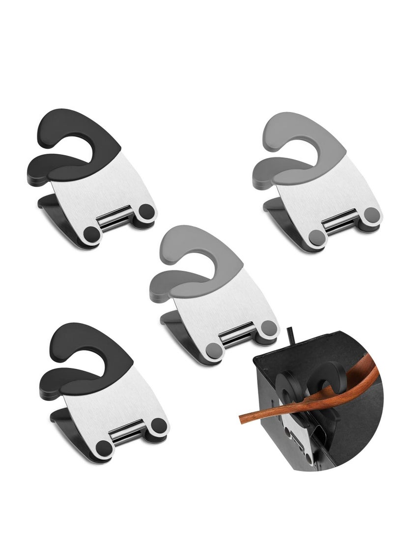 SYOSI Stainless Steel Pot Clip Spoon Rests Kitchen Accessories Tools Keep Your Countertops Clean Set of 4 in Black Grey  6.49 x 3.93 Inches - Image 1