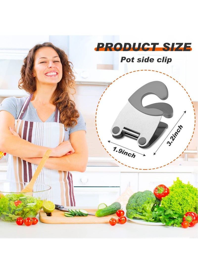 SYOSI Stainless Steel Pot Clip Spoon Rests Kitchen Accessories Tools Keep Your Countertops Clean Set of 4 in Black Grey  6.49 x 3.93 Inches - Image 5