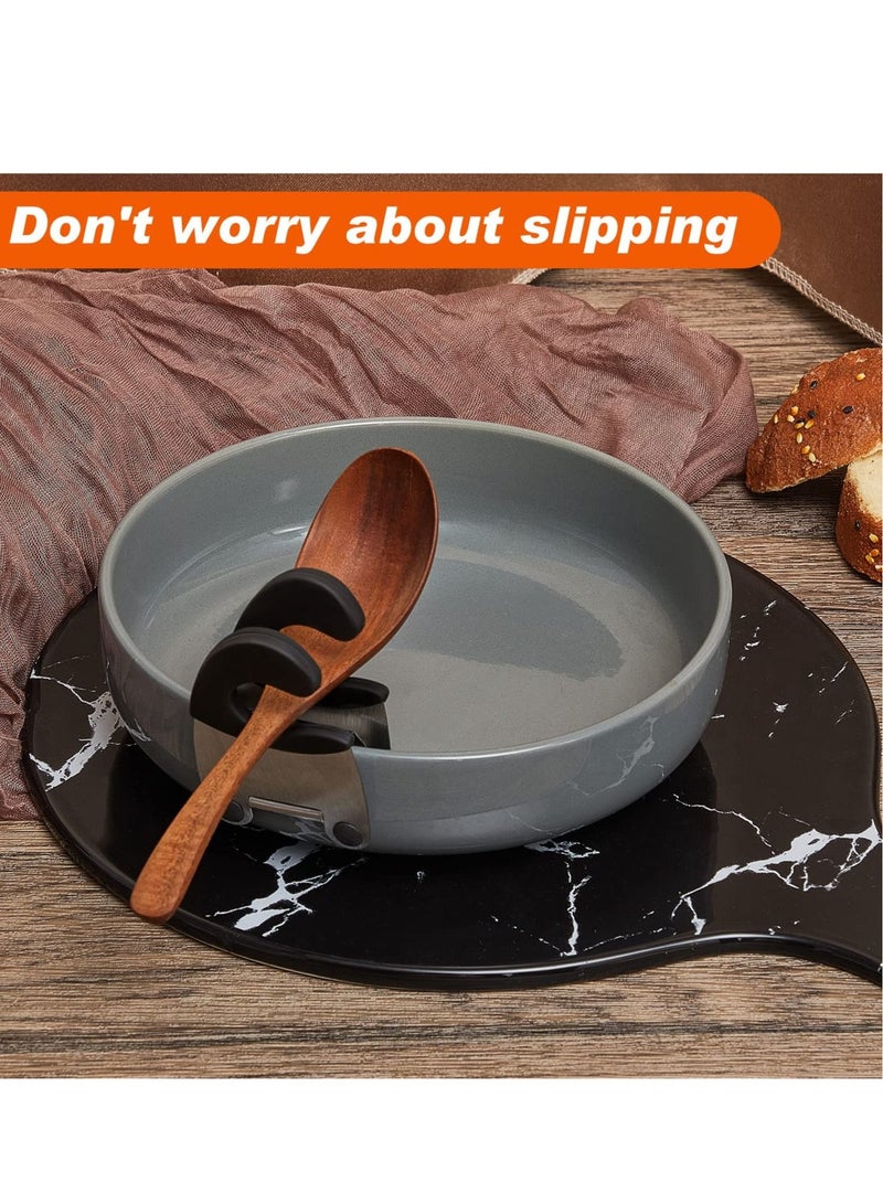 SYOSI Stainless Steel Pot Clip Spoon Rests Kitchen Accessories Tools Keep Your Countertops Clean Set of 4 in Black Grey  6.49 x 3.93 Inches - Image 4