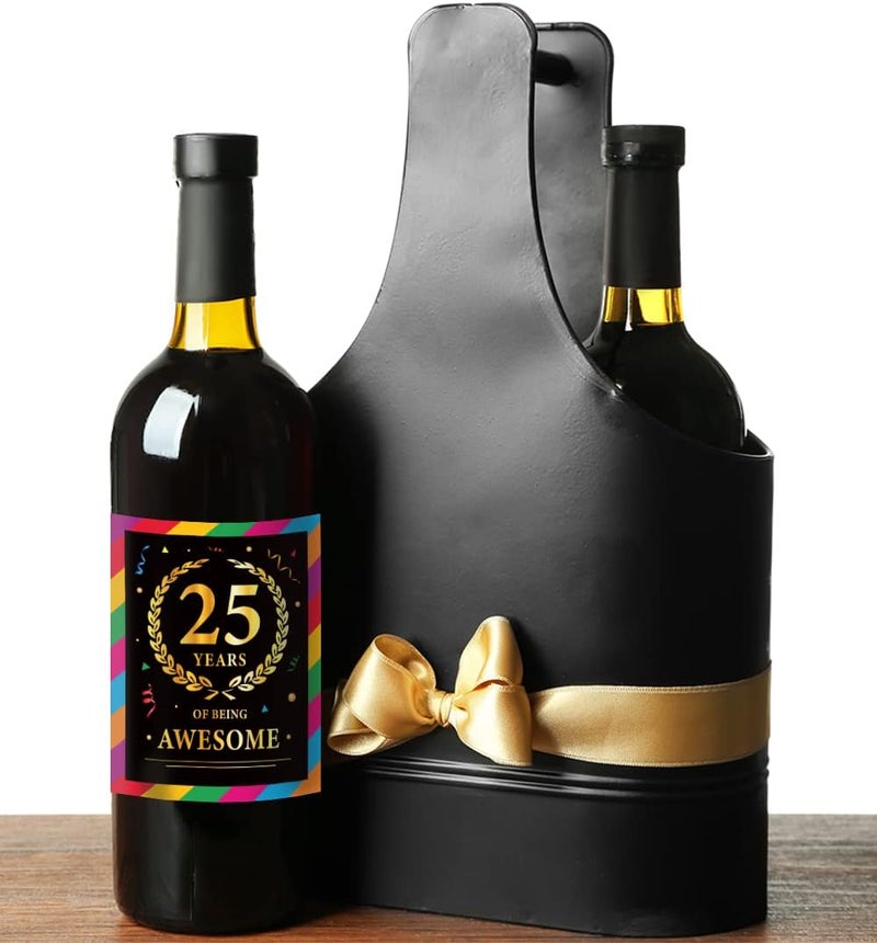 Paintio 25th Birthday Wine Labels - Wine Bottle Stickers Birthday Supplies for 25 Years Old Happy Birthday Party - Gift Idea for Birthday Anniversary - 25th Birthday Party Decorations [Set of 6] - Image 4