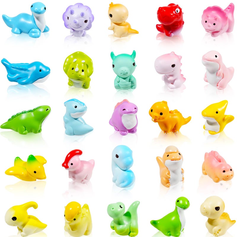Exasinine 25 Pcs Mini Dinosaur Figurines Set Mini Resin Animals Miniature Dinosaur Figurines for DIY Micro Landscapes Terrarium Fairy Garden Birthday Gift - Image 1