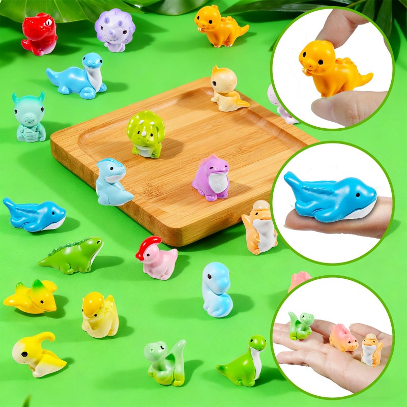 Exasinine 25 Pcs Mini Dinosaur Figurines Set Mini Resin Animals Miniature Dinosaur Figurines for DIY Micro Landscapes Terrarium Fairy Garden Birthday Gift - Image 3