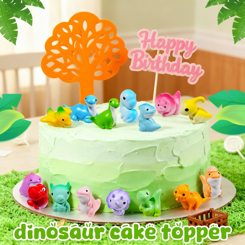 Exasinine 25 Pcs Mini Dinosaur Figurines Set Mini Resin Animals Miniature Dinosaur Figurines for DIY Micro Landscapes Terrarium Fairy Garden Birthday Gift - Image 5