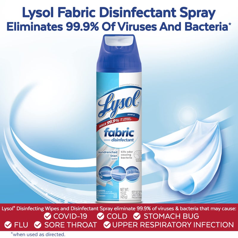 Lysol Fabric Disinfectant Spray, Sanitizing and Antibacterial Spray, For Disinfecting and Deodorizing Soft Furnishings, Sundrenched Linen 15 FL. Oz - Image 1