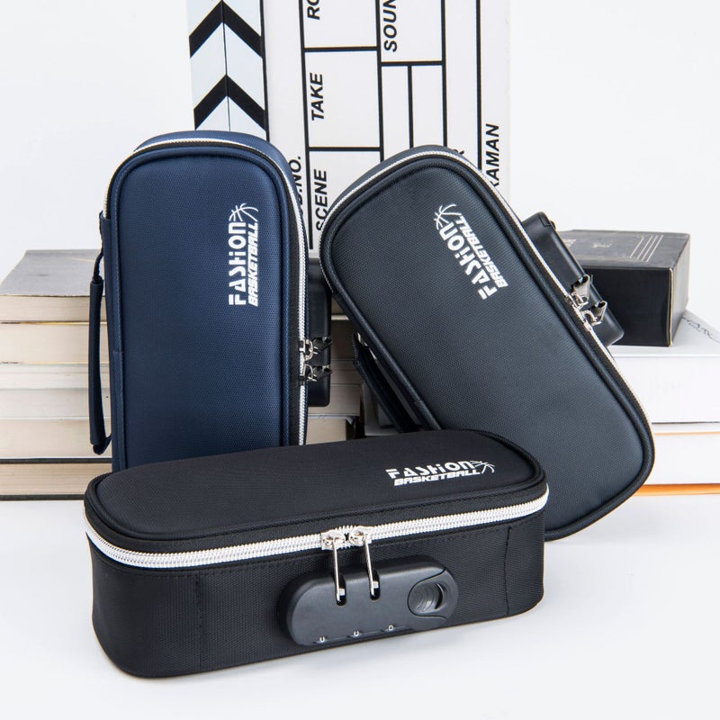 Code Lock Canvas Pencil Case – Large Capacity Four-Layer Stationery Bag for Students - Image 2
