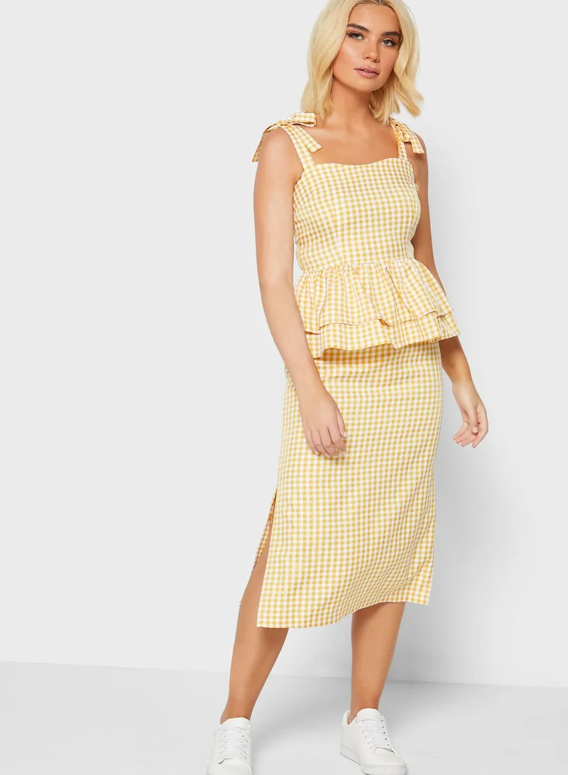 Ginger Checked Ruffle Peplum Top