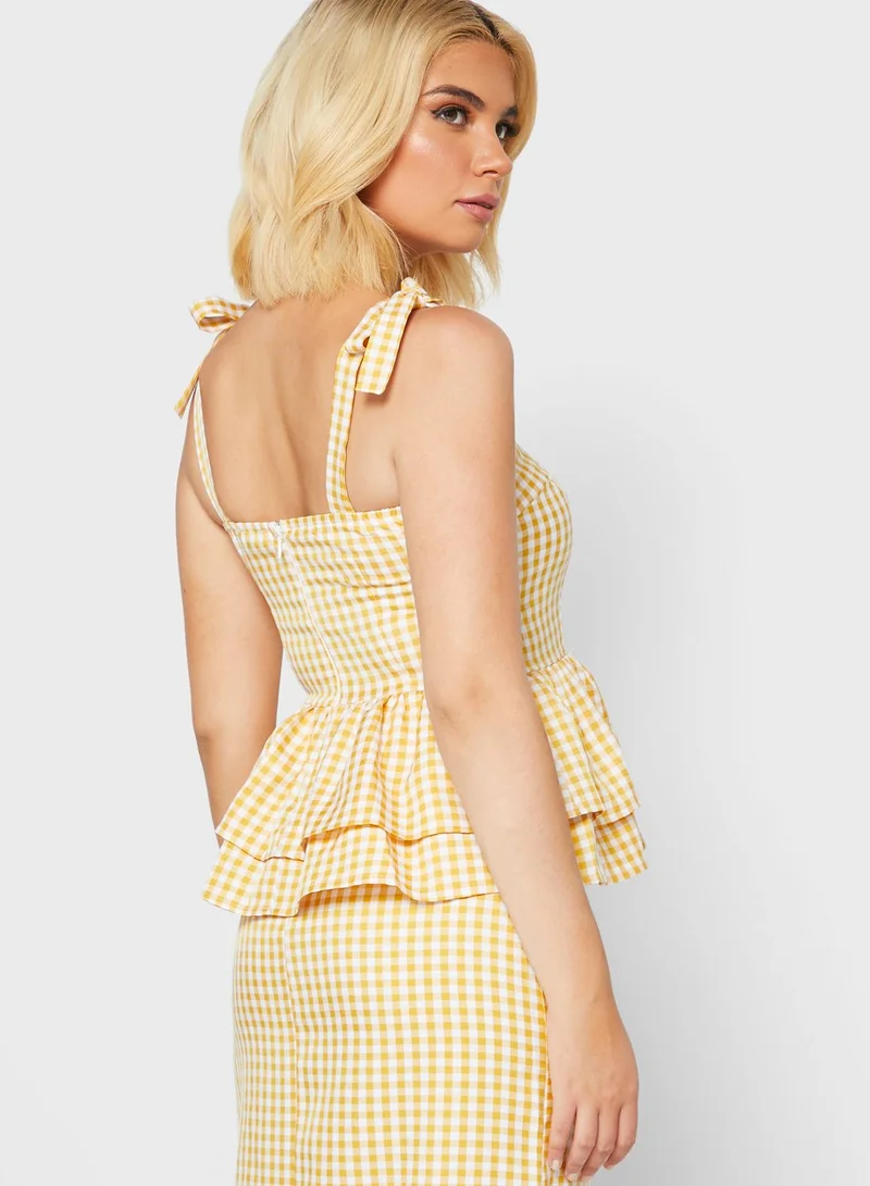 Ginger Checked Ruffle Peplum Top