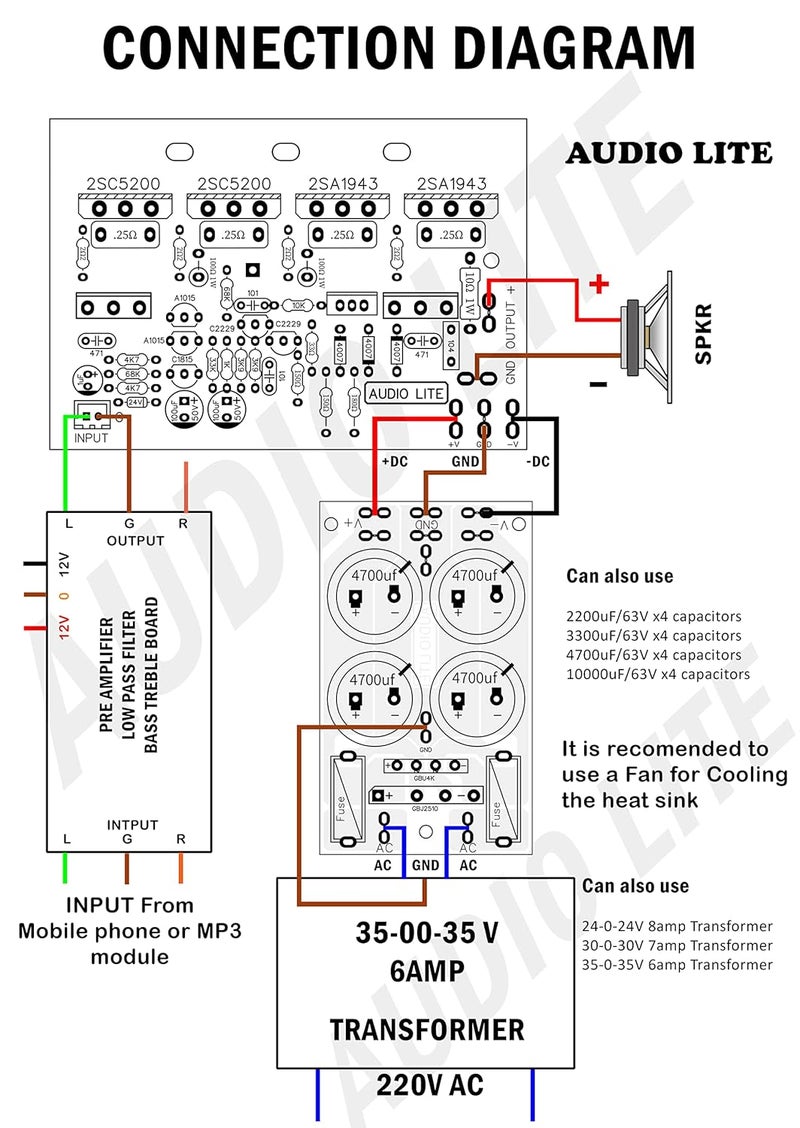 AUDIO LITE 200W Mono Amplifier Board Using 2 Pair of 2SC5200+2SA1943 as Main Output TRANSISTORS. (Complete C-2) - Image 4